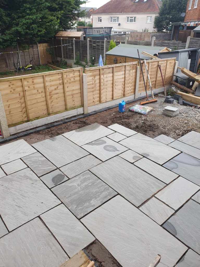 Garden with steps and patio