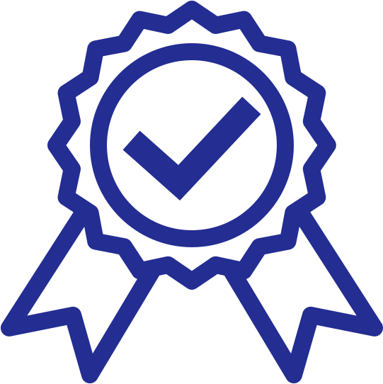 Checkmark in a ribbon badge